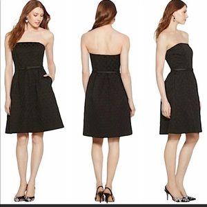 White House black market strapless black cocktail dress with textured pattern
